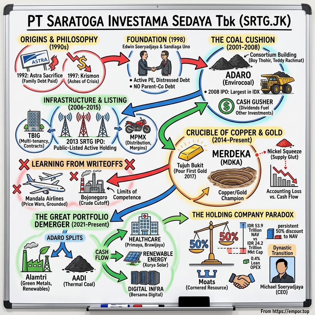 PT Saratoga Investama Sedaya Tbk visual story map