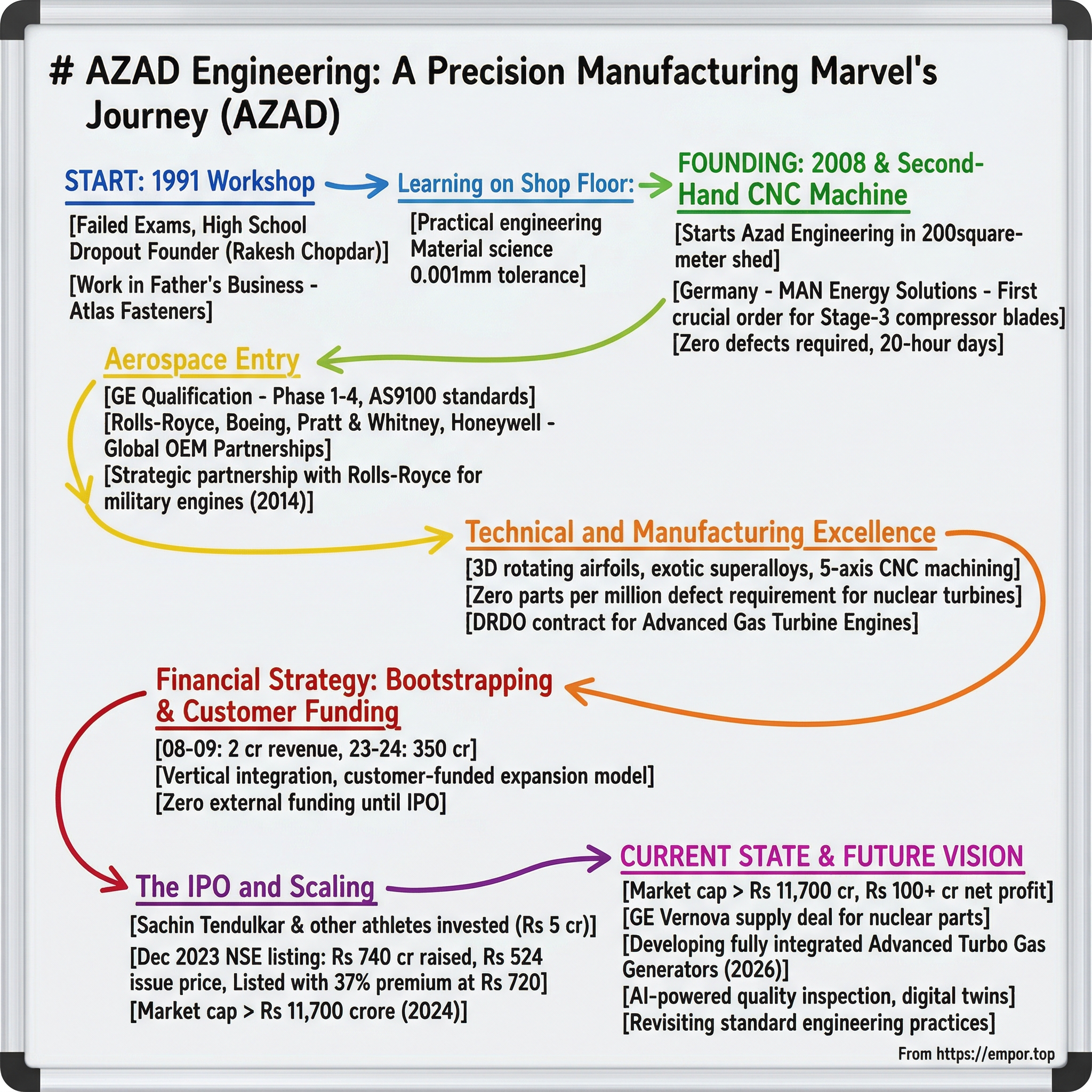 Azad Engineering visual story map
