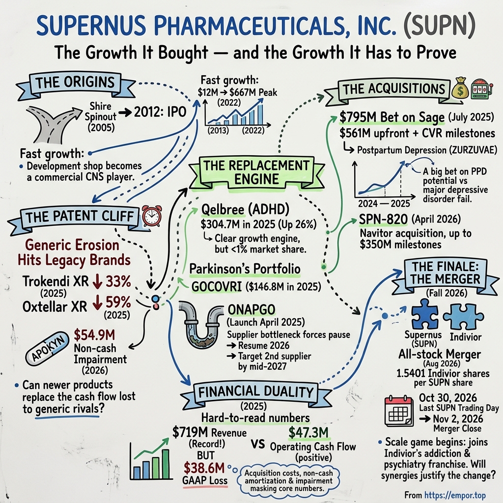 Supernus Pharmaceuticals visual story map